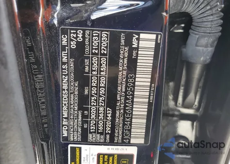 2021 Mercedes-Benz Gle 350 4Matic z USA, uszkodzony, nr VIN 4JGFB4KE6MA495983